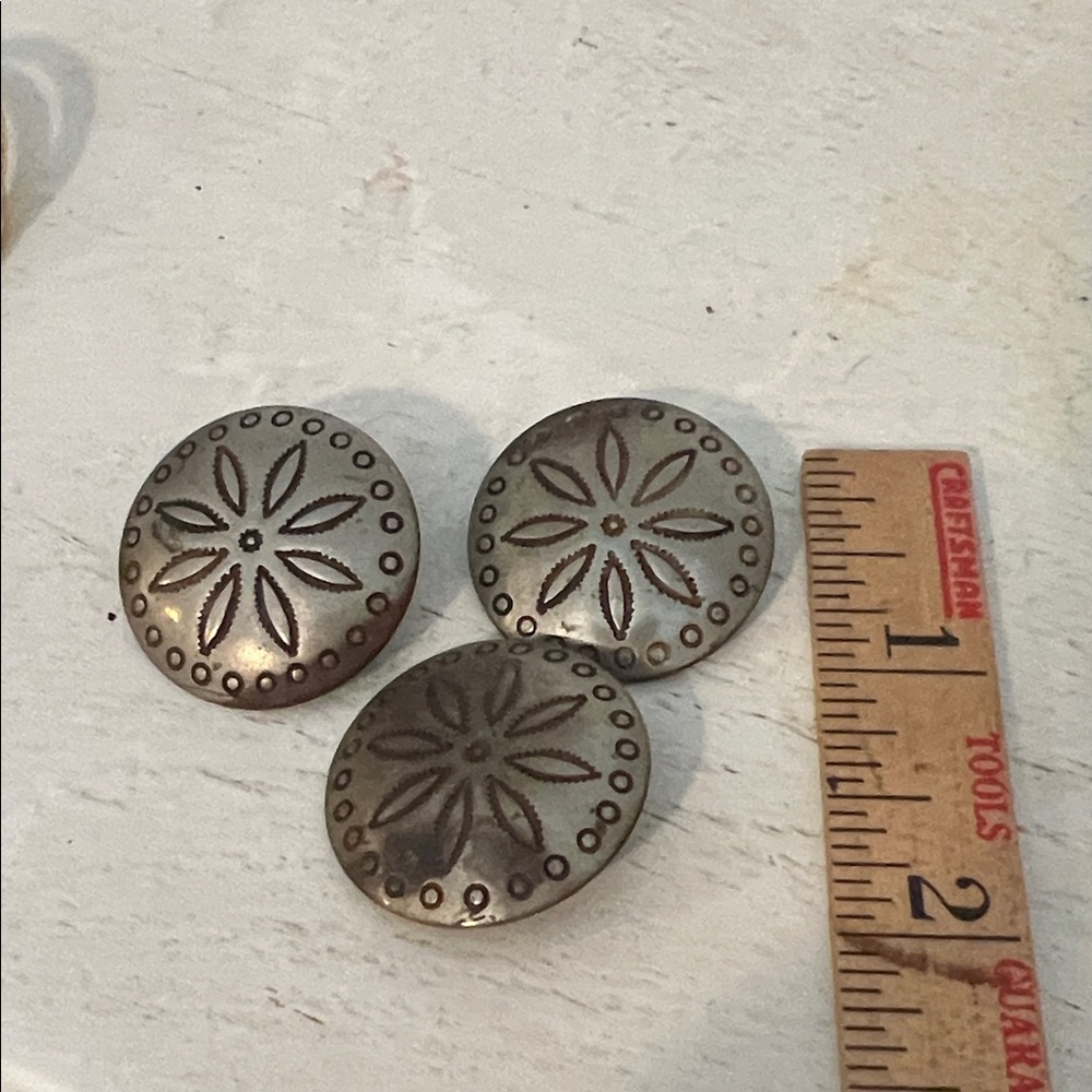 3 Vintage Navajo Silver Concho Buttons